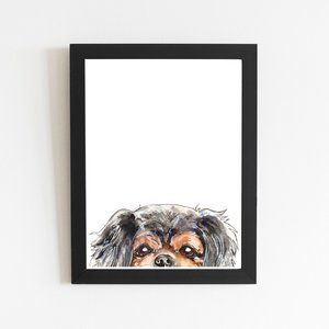 Tibetan Spaniel Dog Art Print, Fine Arts Animal Watercolor Drawing Illustration